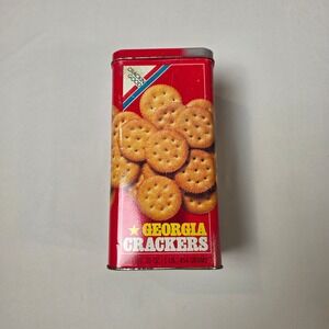 Georgia Crackers Vintage Crackin Good Tin Red Collectible Advertising Metal Box